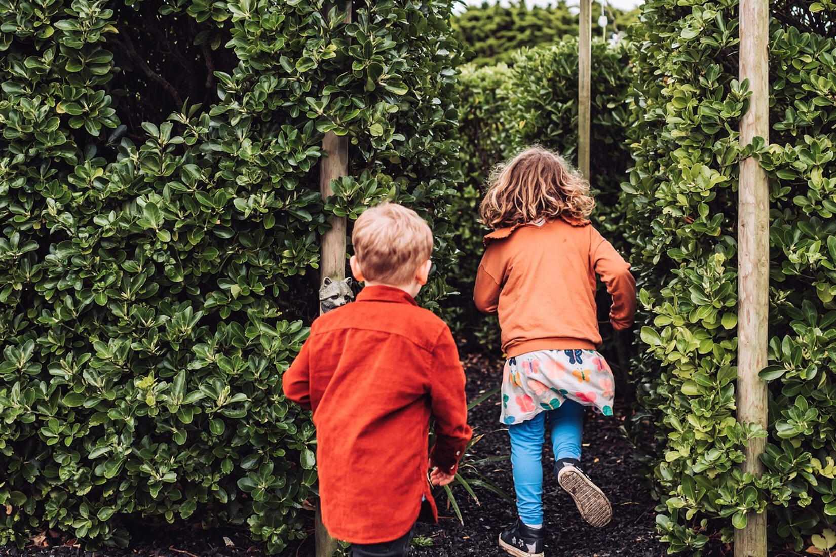 Children exploring the maze