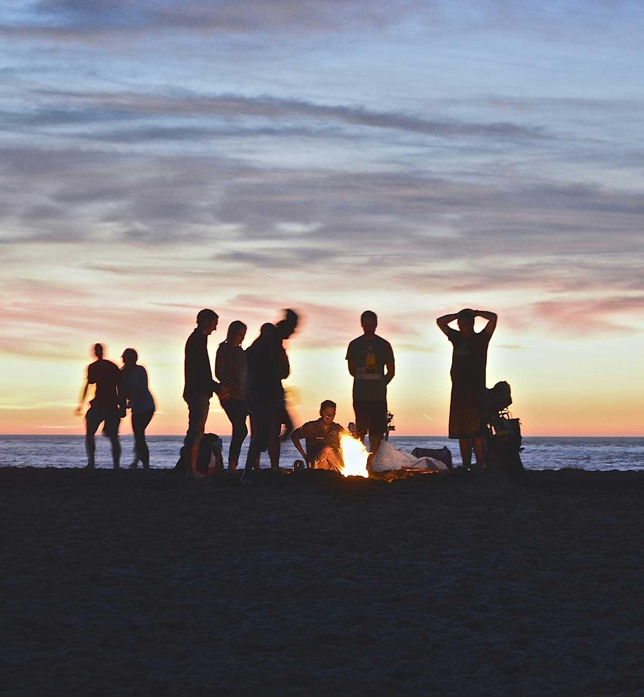 A beach fire on the sand