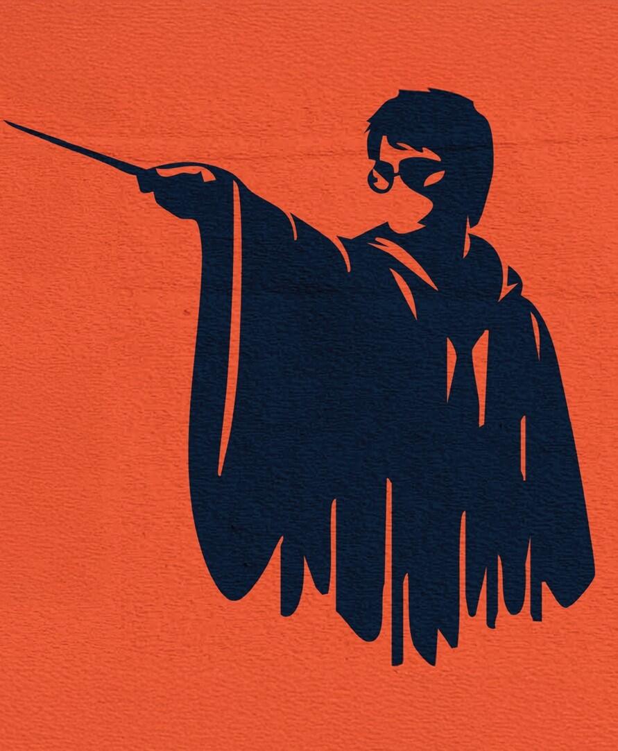 Harry Potter silhouette holding a wand