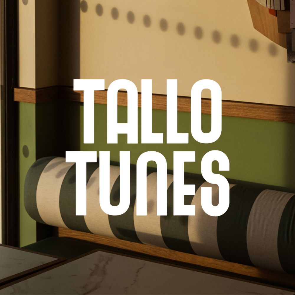 Seating in Tallo, with overlay copy reading "TALLO TUNES"