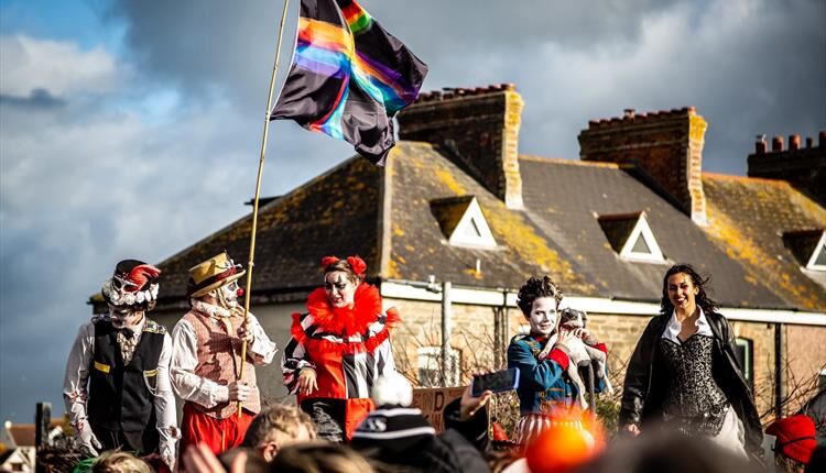 Group of people in Newquay dressed in spooky fancy dress